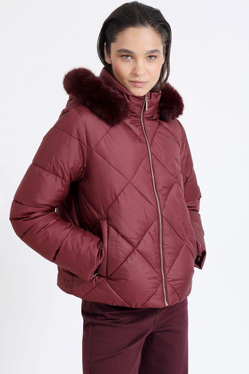 Parka Con Capucha Y Piel Desmontable, Burdeo Liola-2