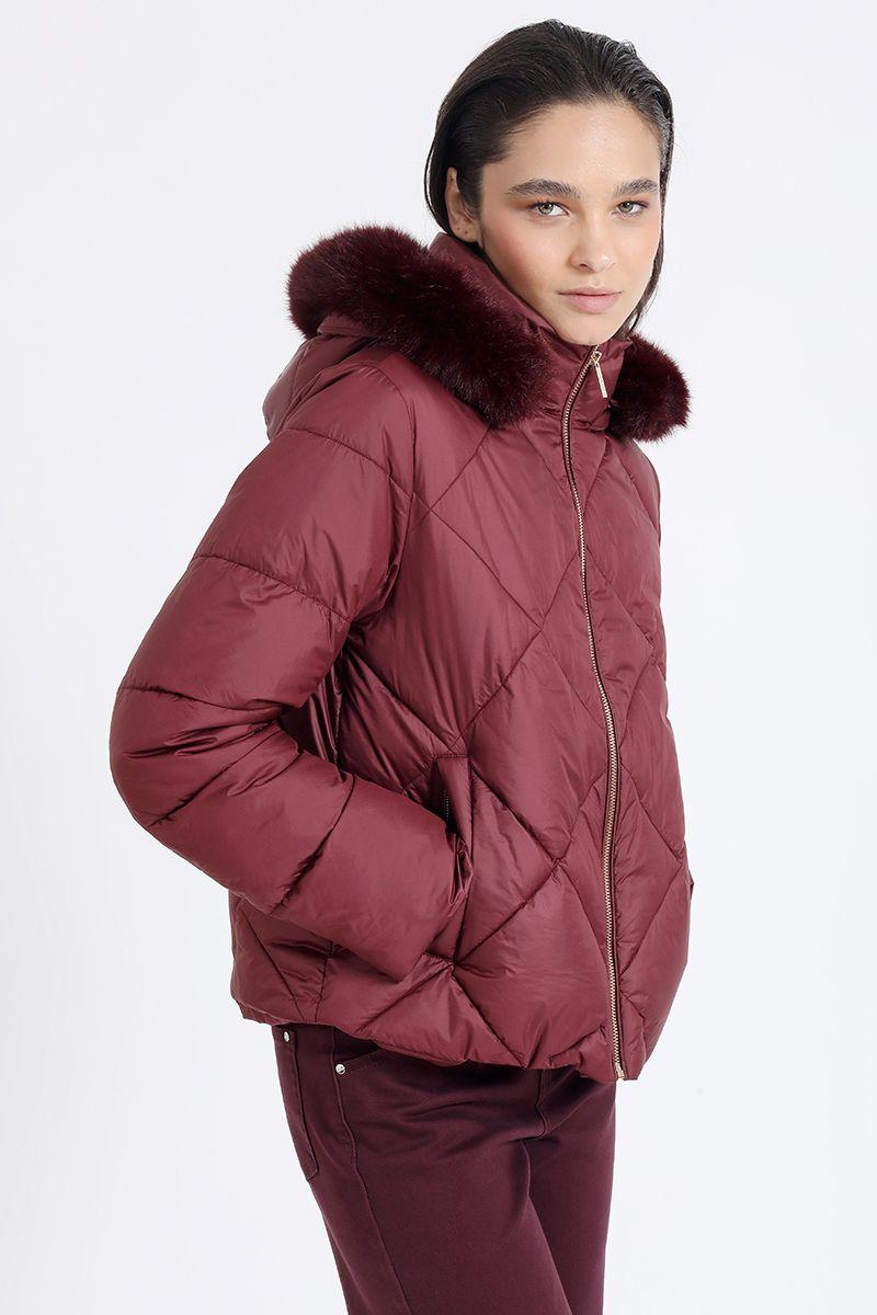 Parka Con Capucha Y Piel Desmontable, Burdeo Liola-3