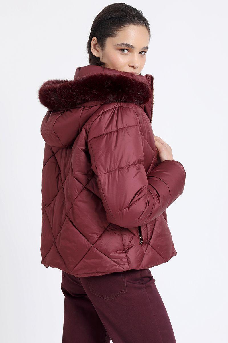 Parka Con Capucha Y Piel Desmontable, Burdeo Liola-5