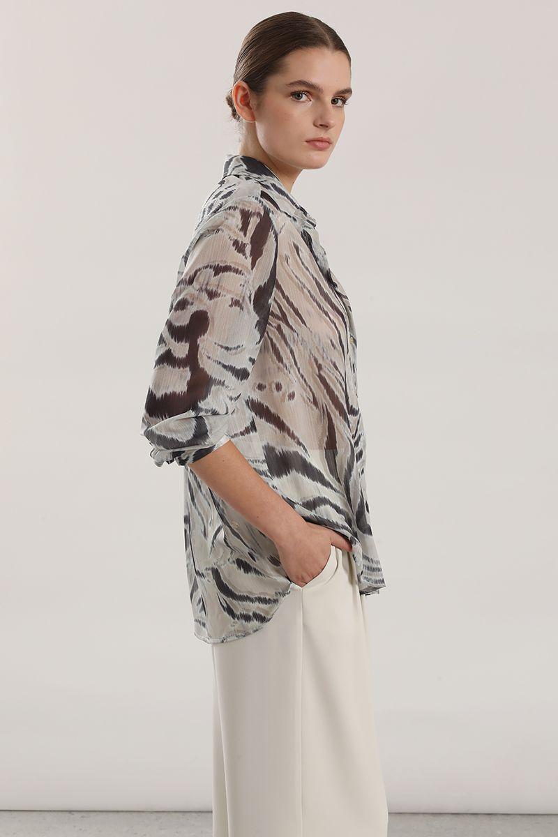 Blusa gasa estampado mujer Liola negro-2