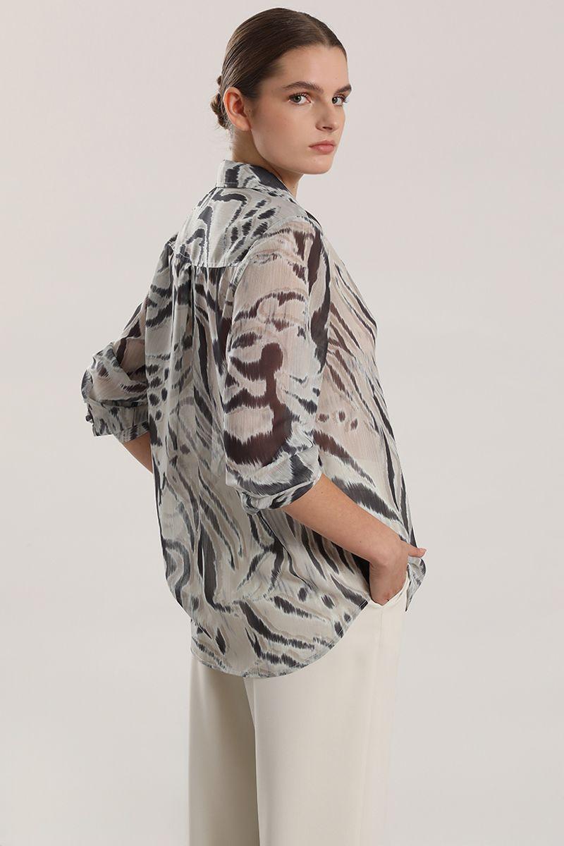 Blusa gasa estampado mujer Liola negro-3