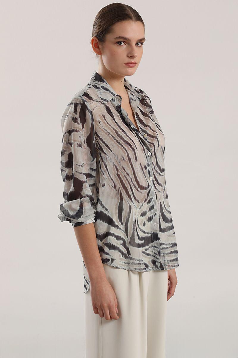 Blusa gasa estampado mujer Liola negro-4