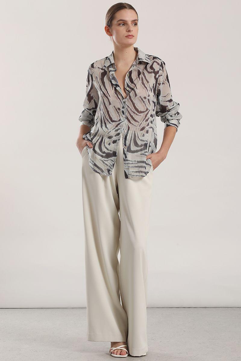 Blusa gasa estampado mujer Liola negro-5