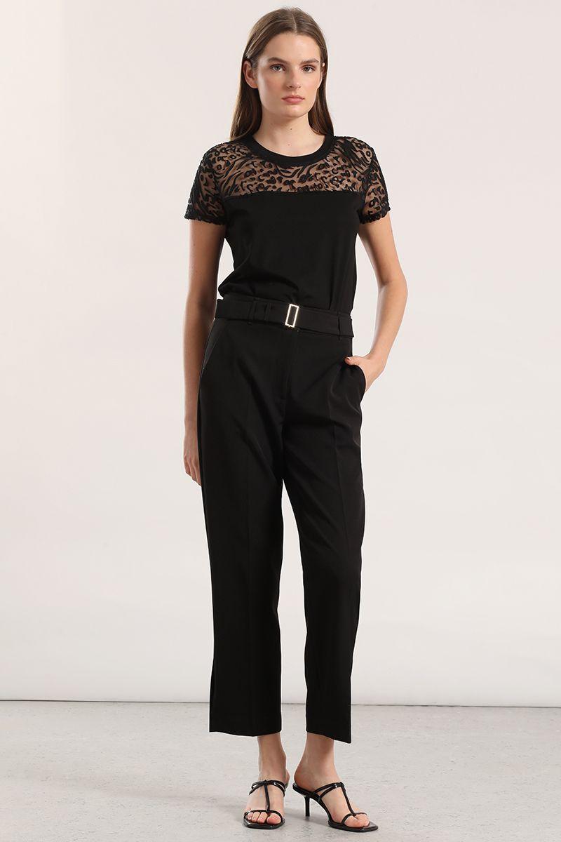 Polera animal print mujer Liola negro-1