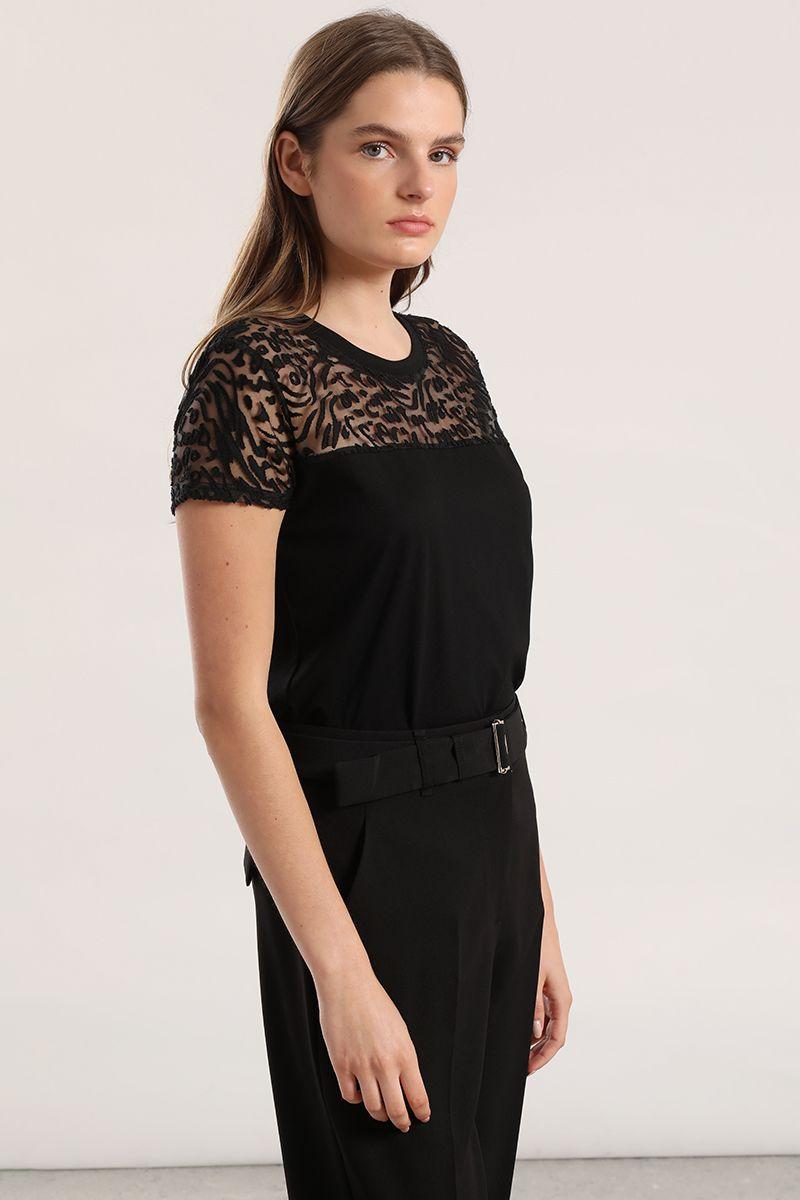 Polera animal print mujer Liola negro-2