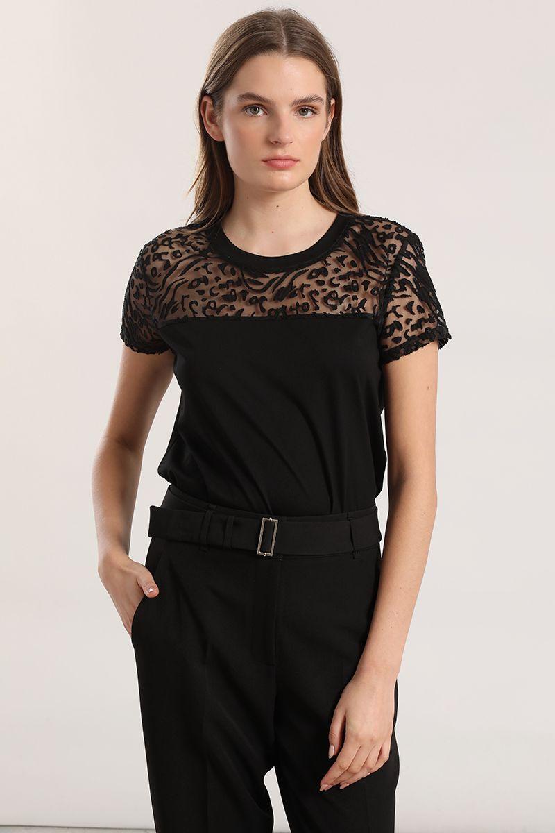 Polera animal print mujer Liola negro-3