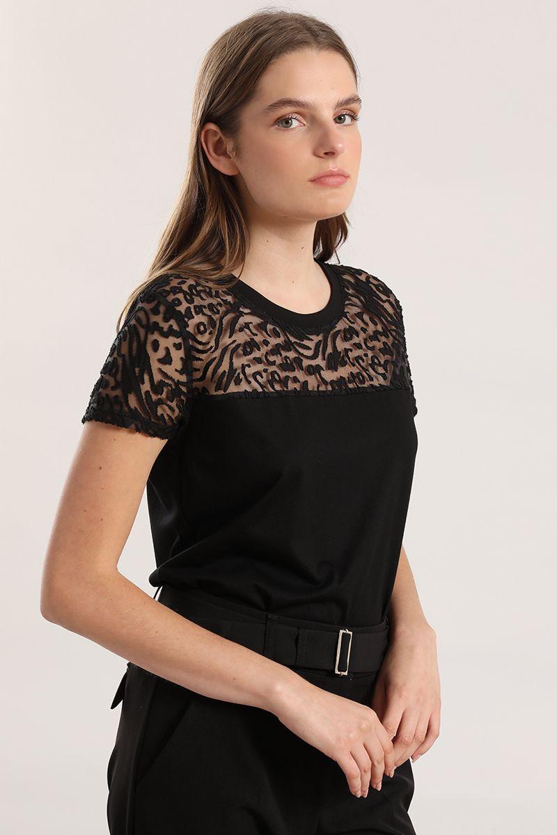 Polera animal print mujer Liola negro-4