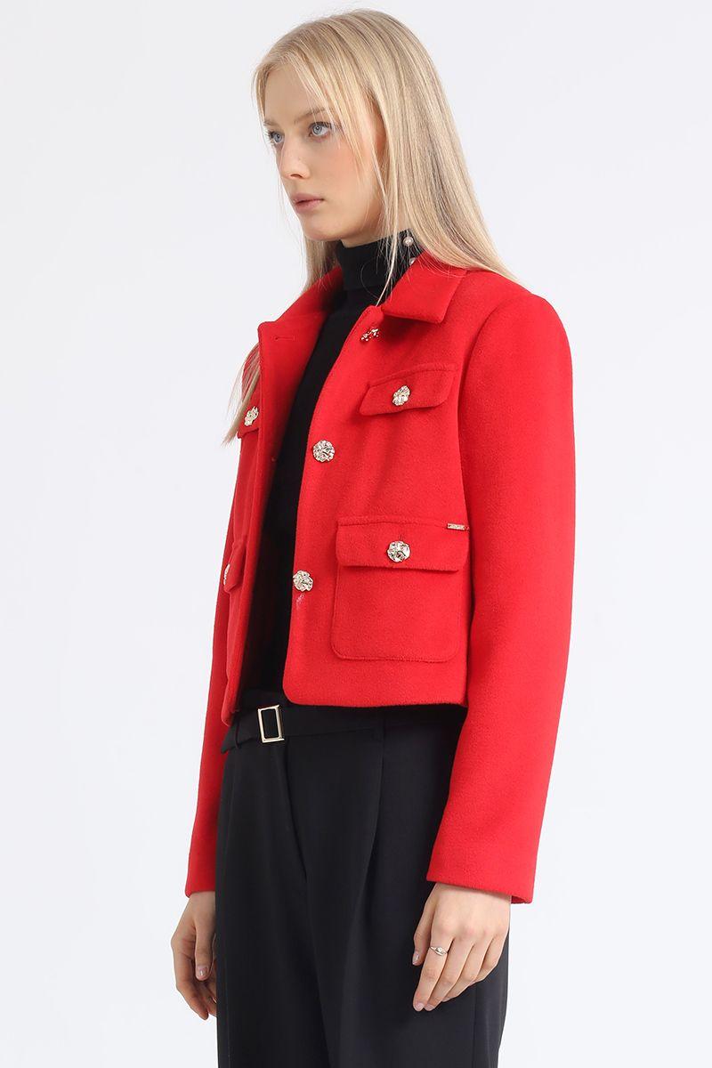 Chaqueta Crop, Muflon Melange, Rojo Liola-5