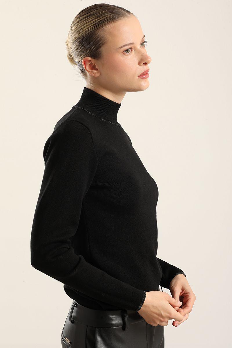 Jersey punto, rivete metalizado, negro Liola-3