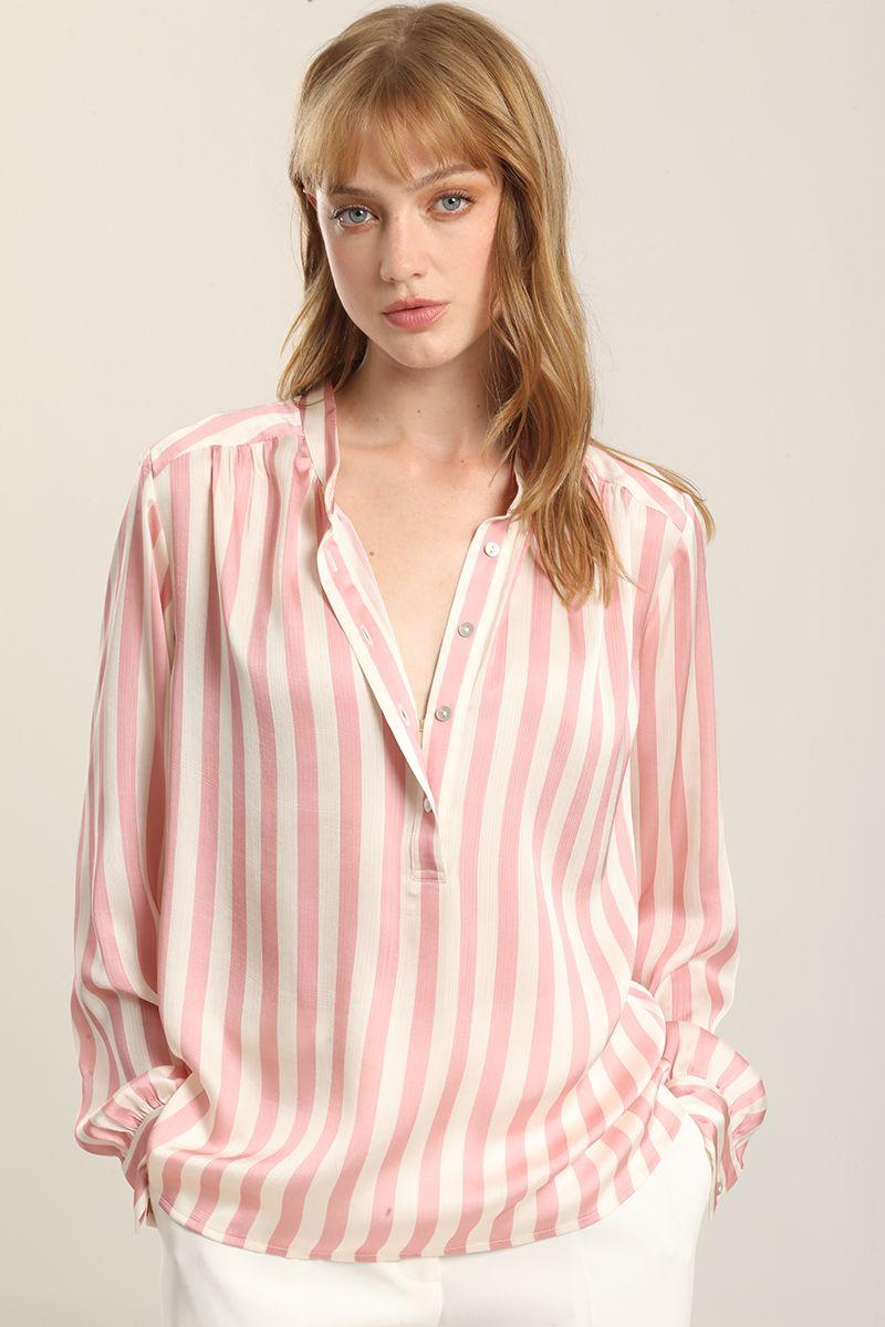 Blusa Satin Listado, Rosa Liola-3