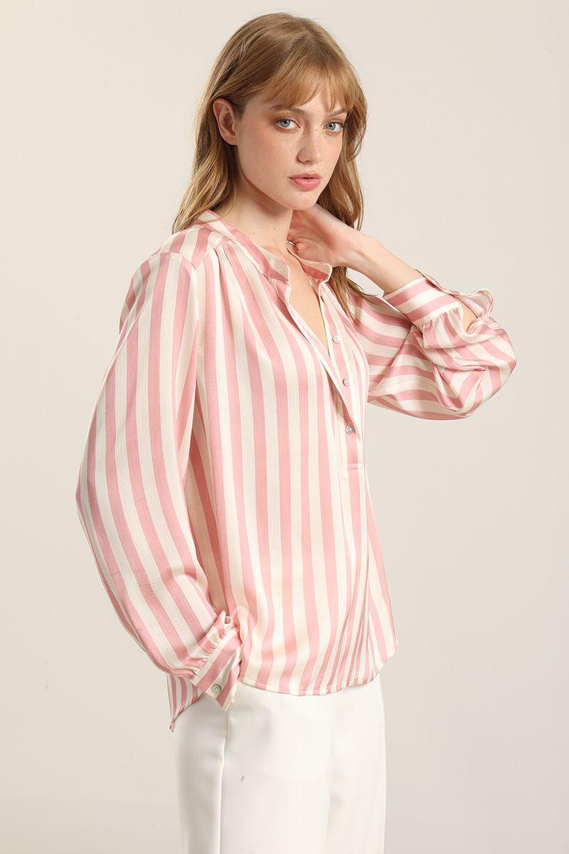 Blusa Satin Listado, Rosa Liola-4