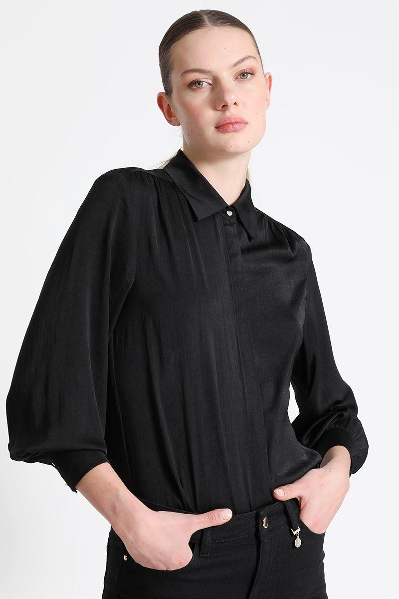 Blusa Camisera Gasa Negro Liola-3