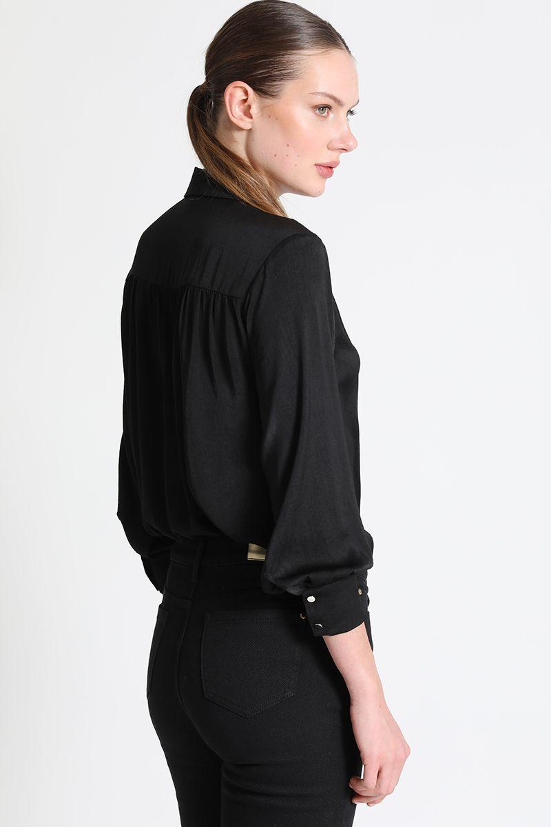 Blusa Camisera Gasa Negro Liola-4