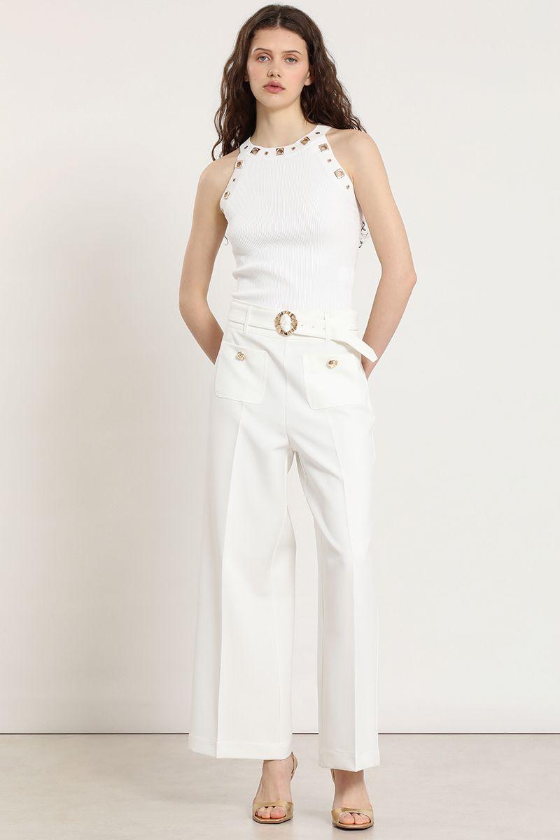 Top punto, halter, tachas, crudo Liola-1