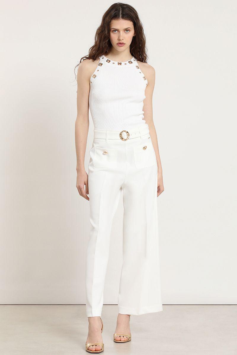 Top punto, halter, tachas, crudo Liola-5