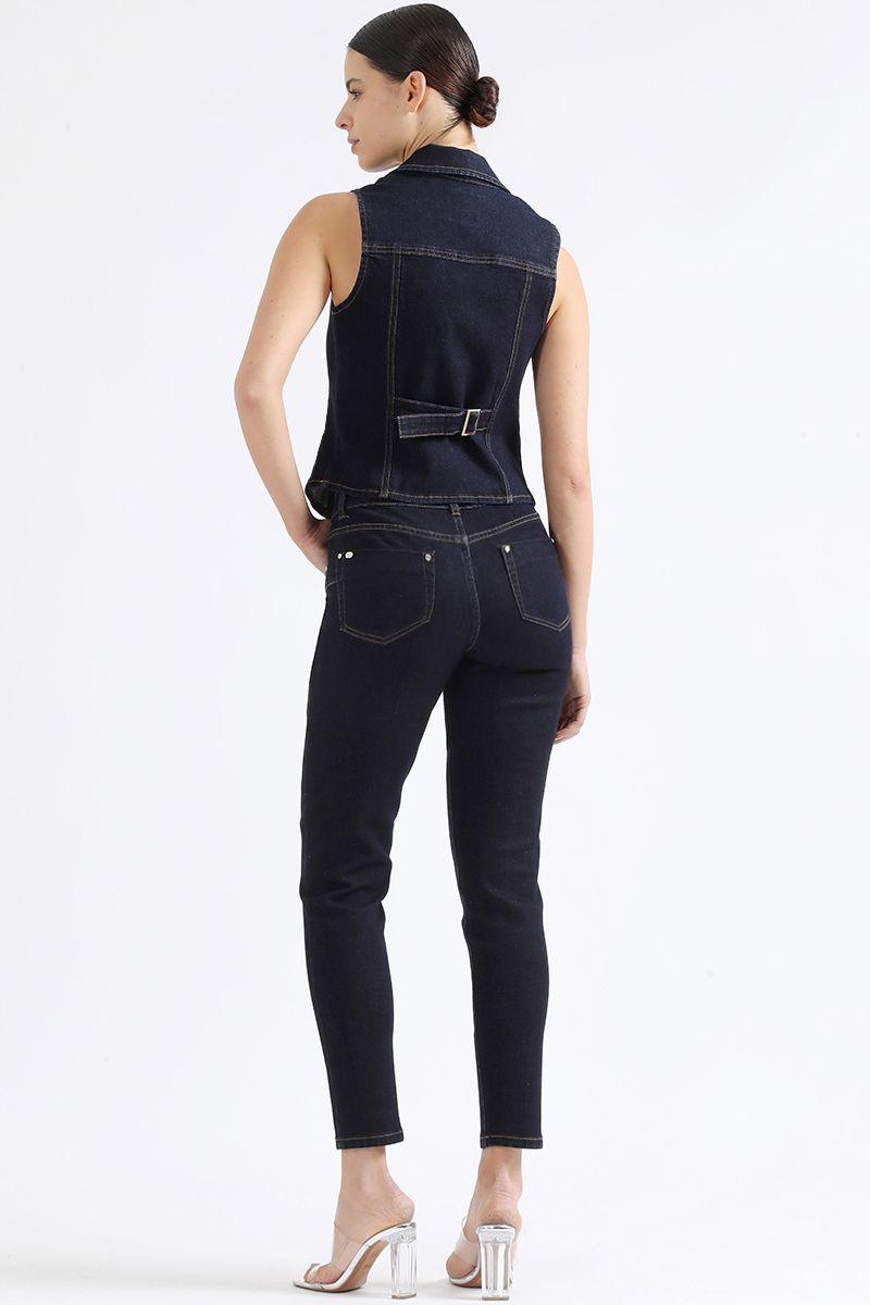 Jeans Skinny Fit, Tiro Medio, Indigo Liola-4
