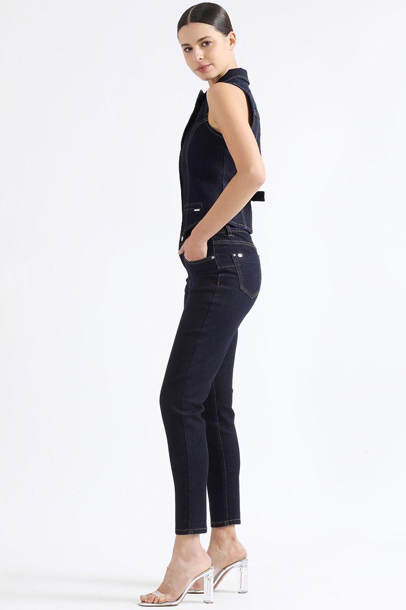Jeans Skinny Fit, Tiro Medio, Indigo Liola-5