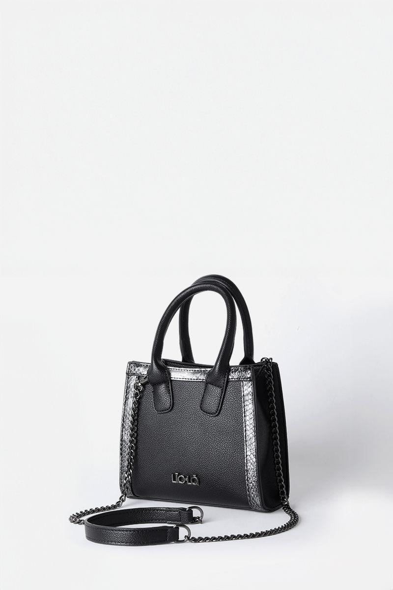 Cartera Pequeña Aplicación Piton, Efecto Cuero, Negro Liola-4
