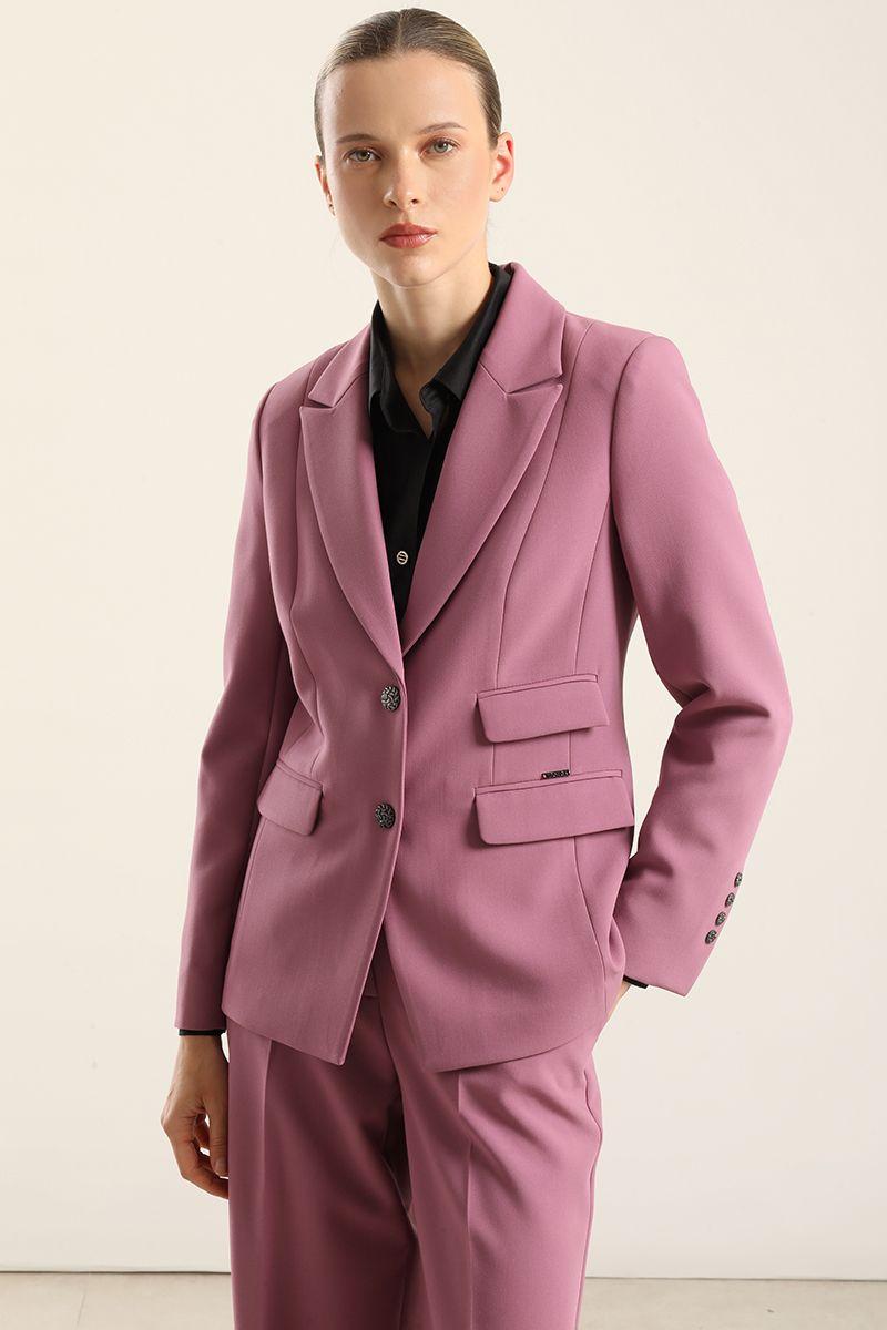 Blazer entallado, tapeta fantasia, rosa. Liola-0