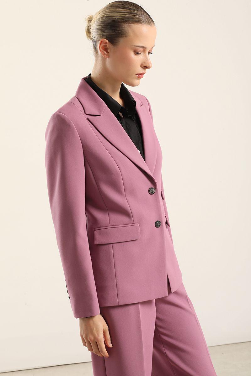 Blazer entallado, tapeta fantasia, rosa. Liola-2