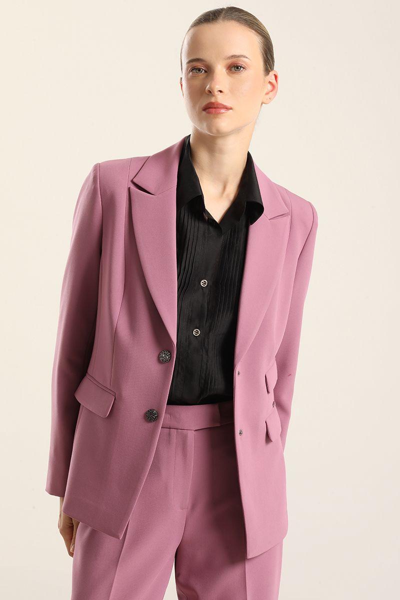 Blazer entallado, tapeta fantasia, rosa. Liola-3