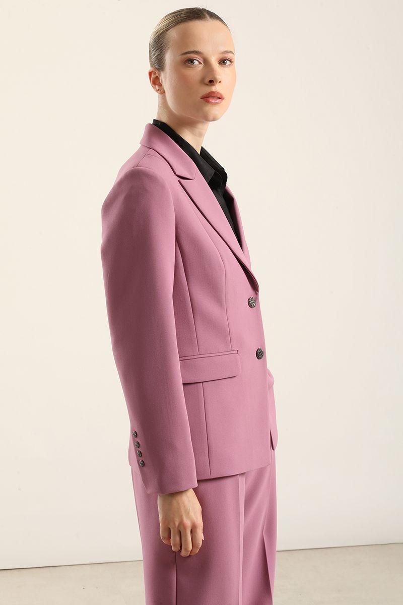 Blazer entallado, tapeta fantasia, rosa. Liola-5