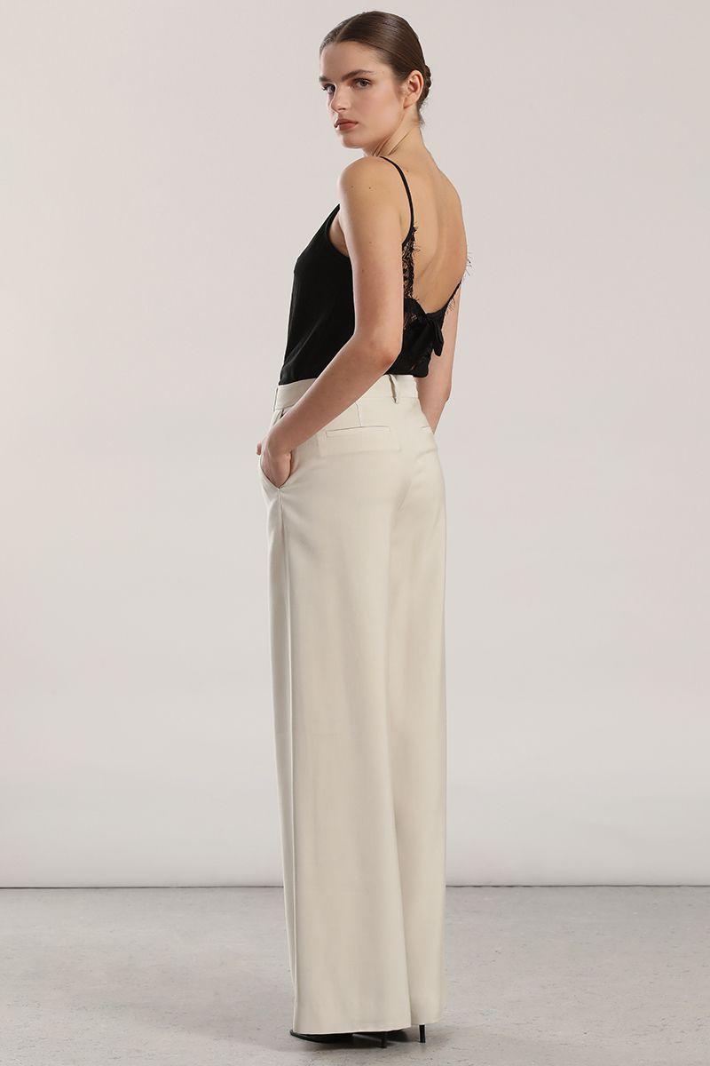 Pantalon ancho, tiro alto mujer Liola beige-2