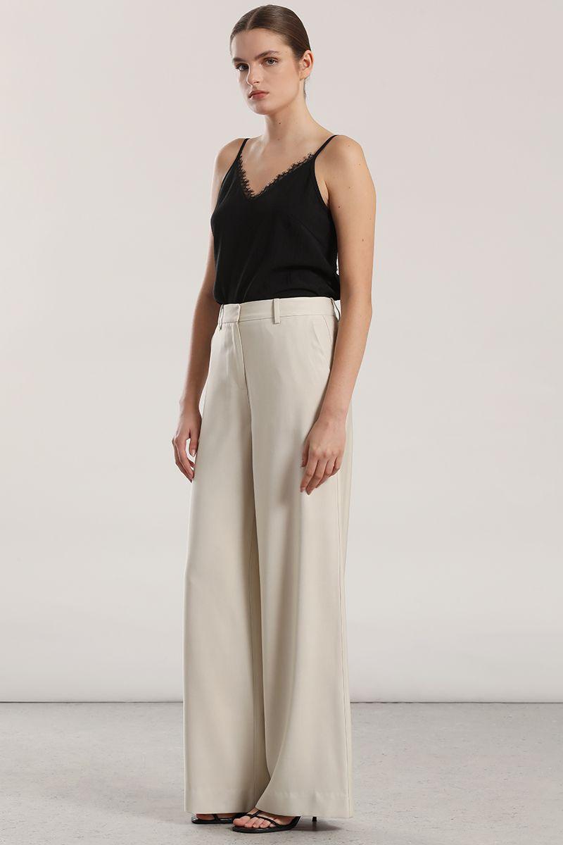 Pantalon ancho, tiro alto mujer Liola beige-6