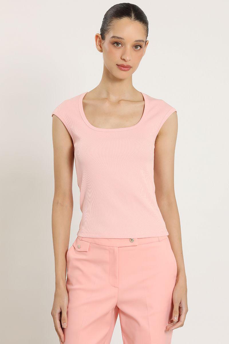 Polera basica, sin mangas, rosa Liola-0