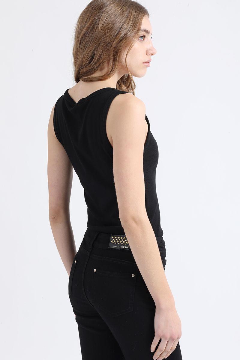 Polera Basica Ribb, Negro Liola-3