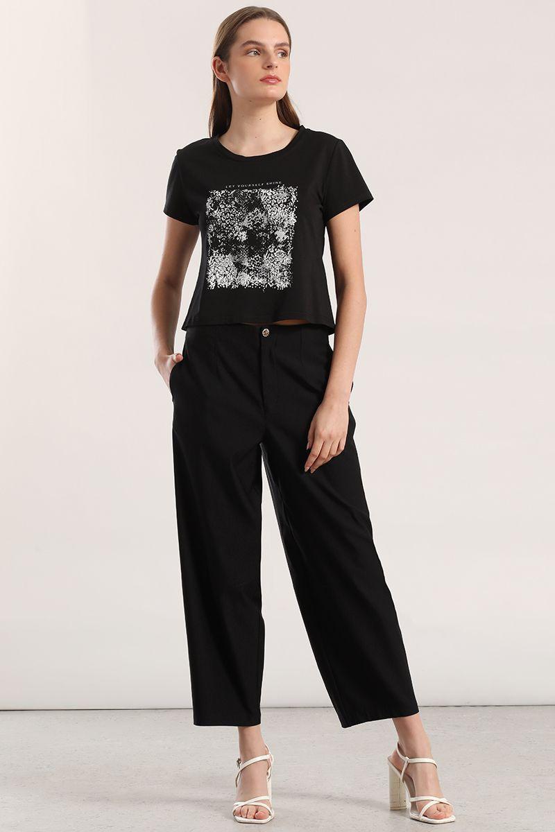 Polera estampado animal liola mujer negro-1