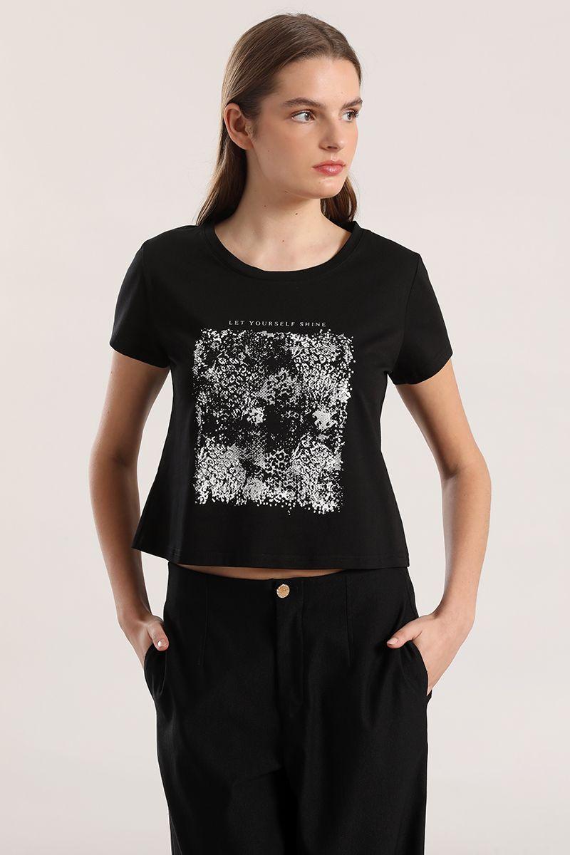 Polera estampado animal liola mujer negro-2