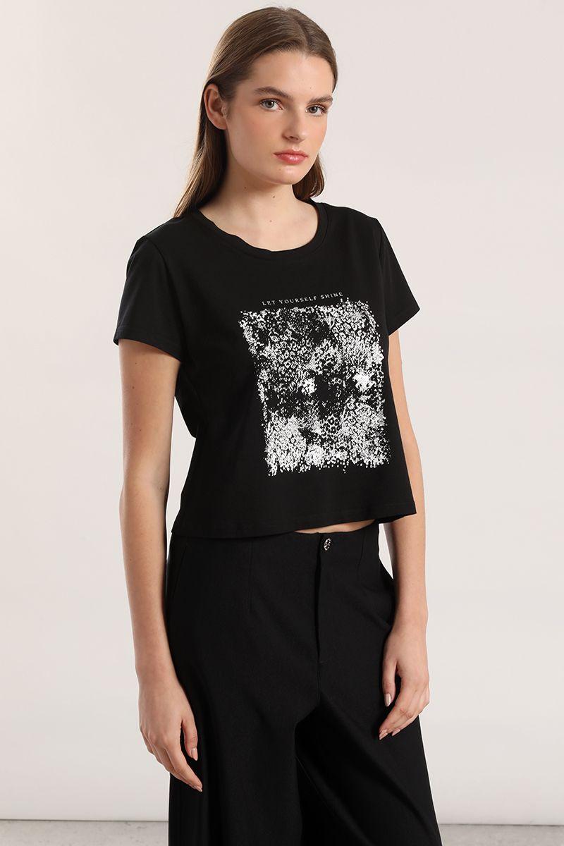 Polera estampado animal liola mujer negro-3