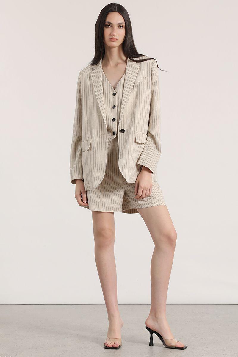 Blazer listado lino Liola mujer beige-0