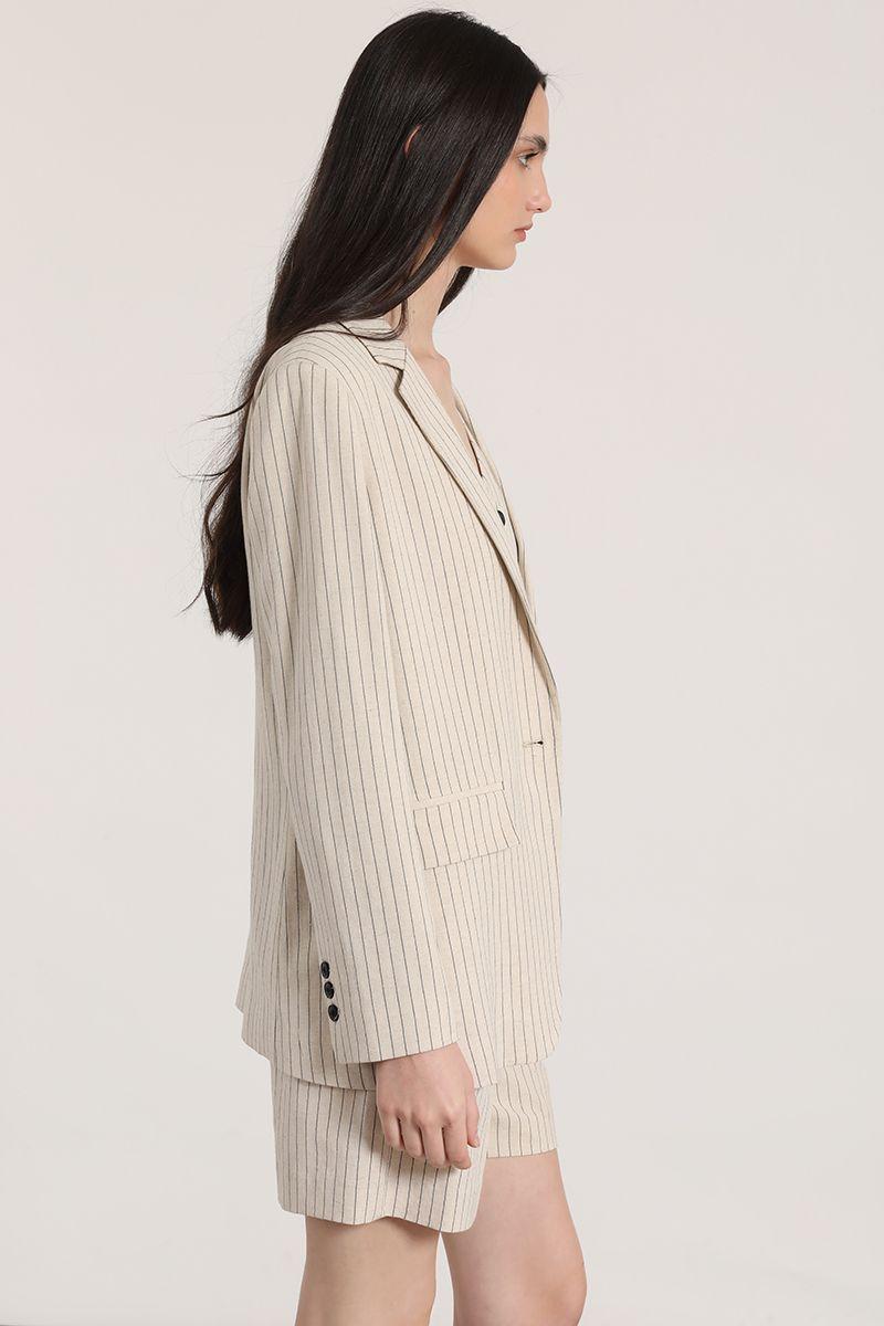 Blazer listado lino Liola mujer beige-3