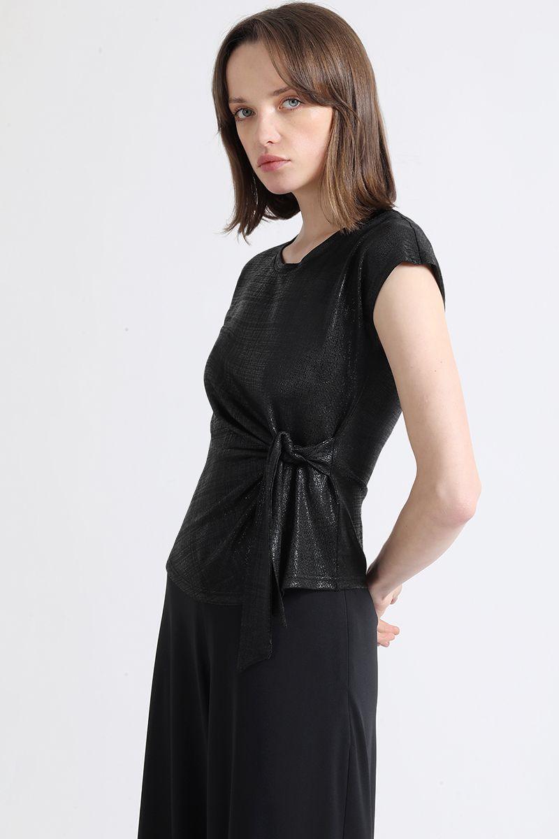 Polera Folia Con Amarra, Negro Liola-3