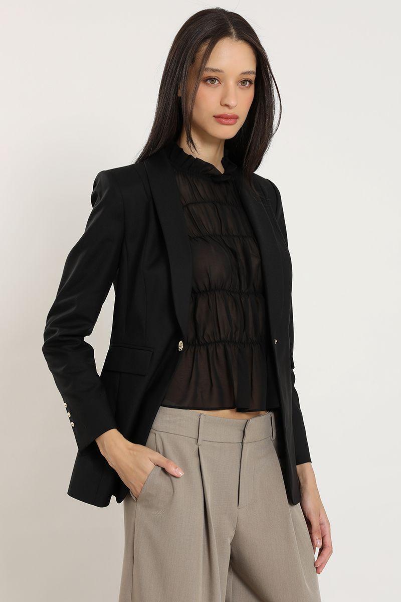 Blazer entallado cuello smoking, negro Liola-2