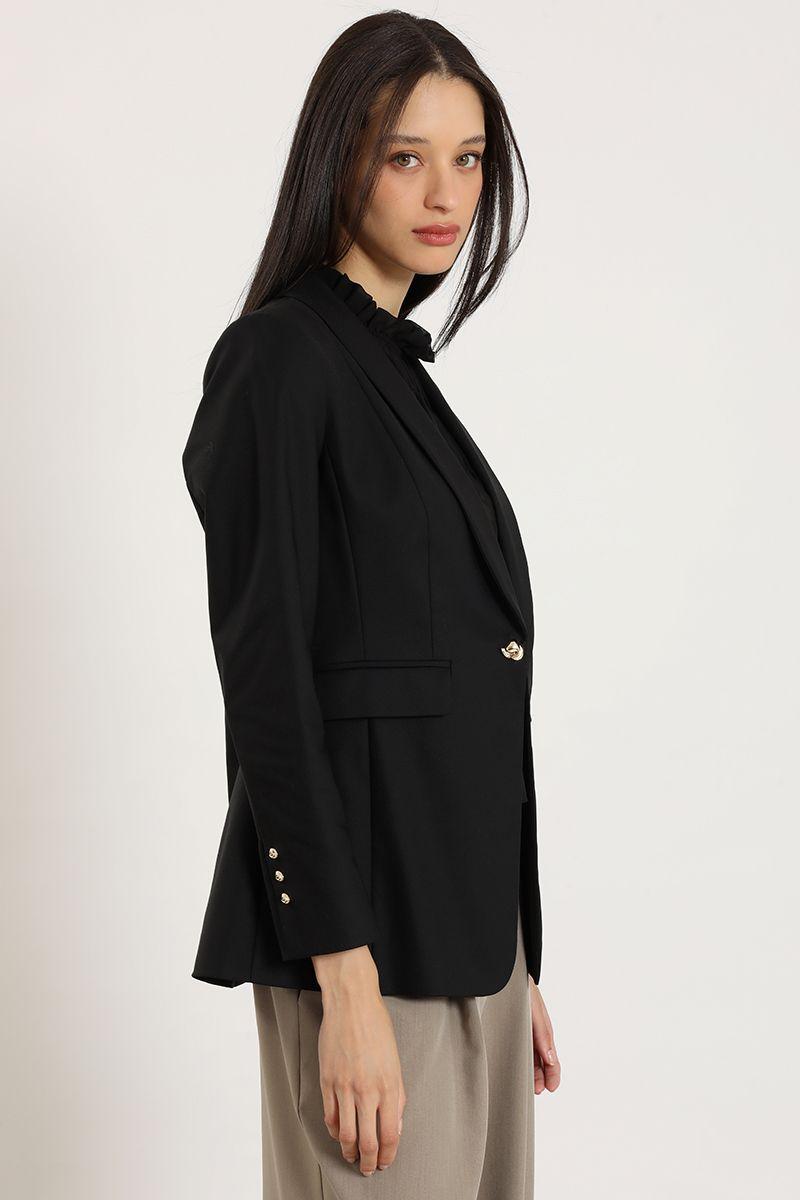 Blazer entallado cuello smoking, negro Liola-3
