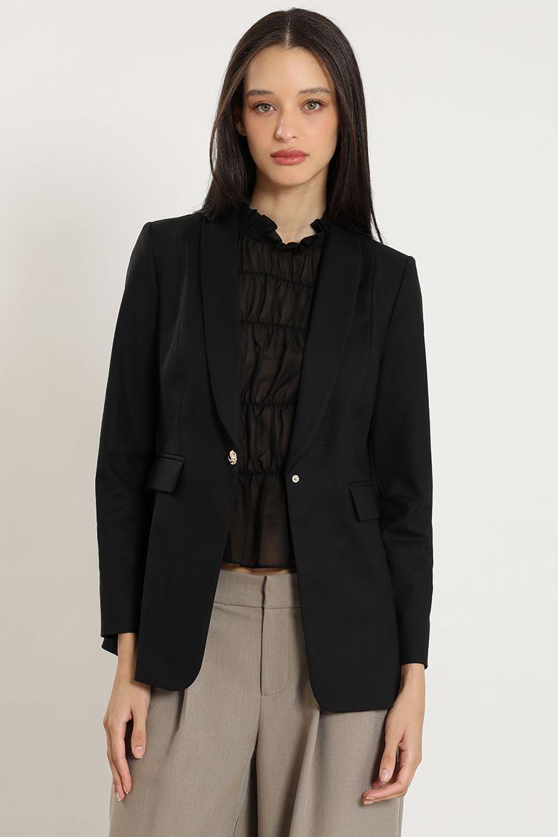 Blazer entallado cuello smoking, negro Liola-4