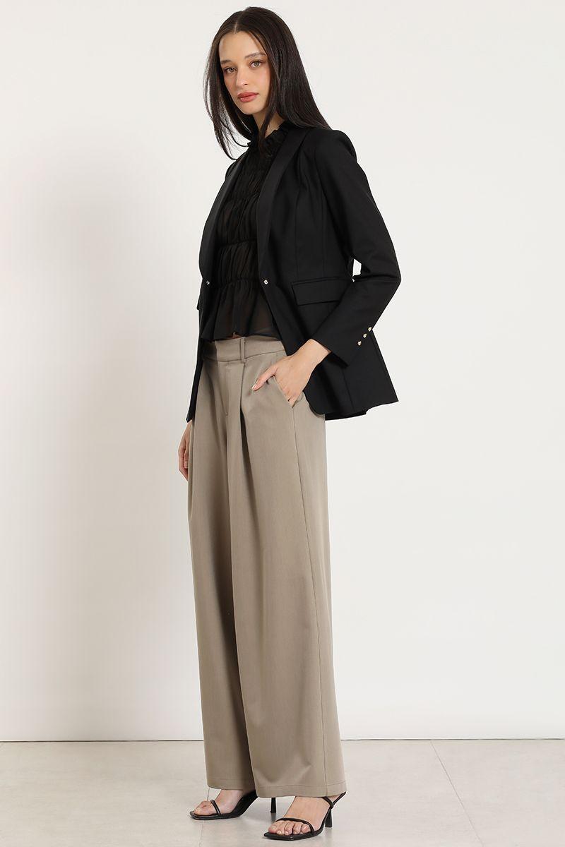 Blazer entallado cuello smoking, negro Liola-5