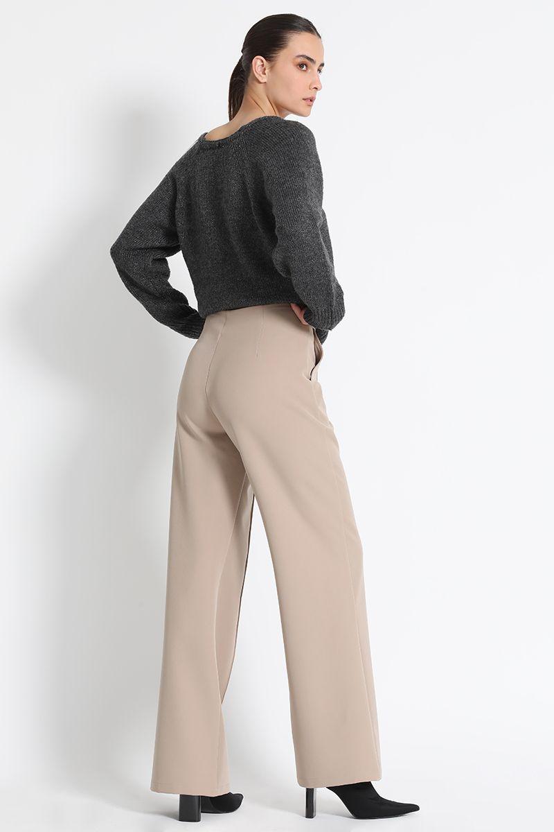 Pantalón Recto Tiro Alto Beige Liola-2