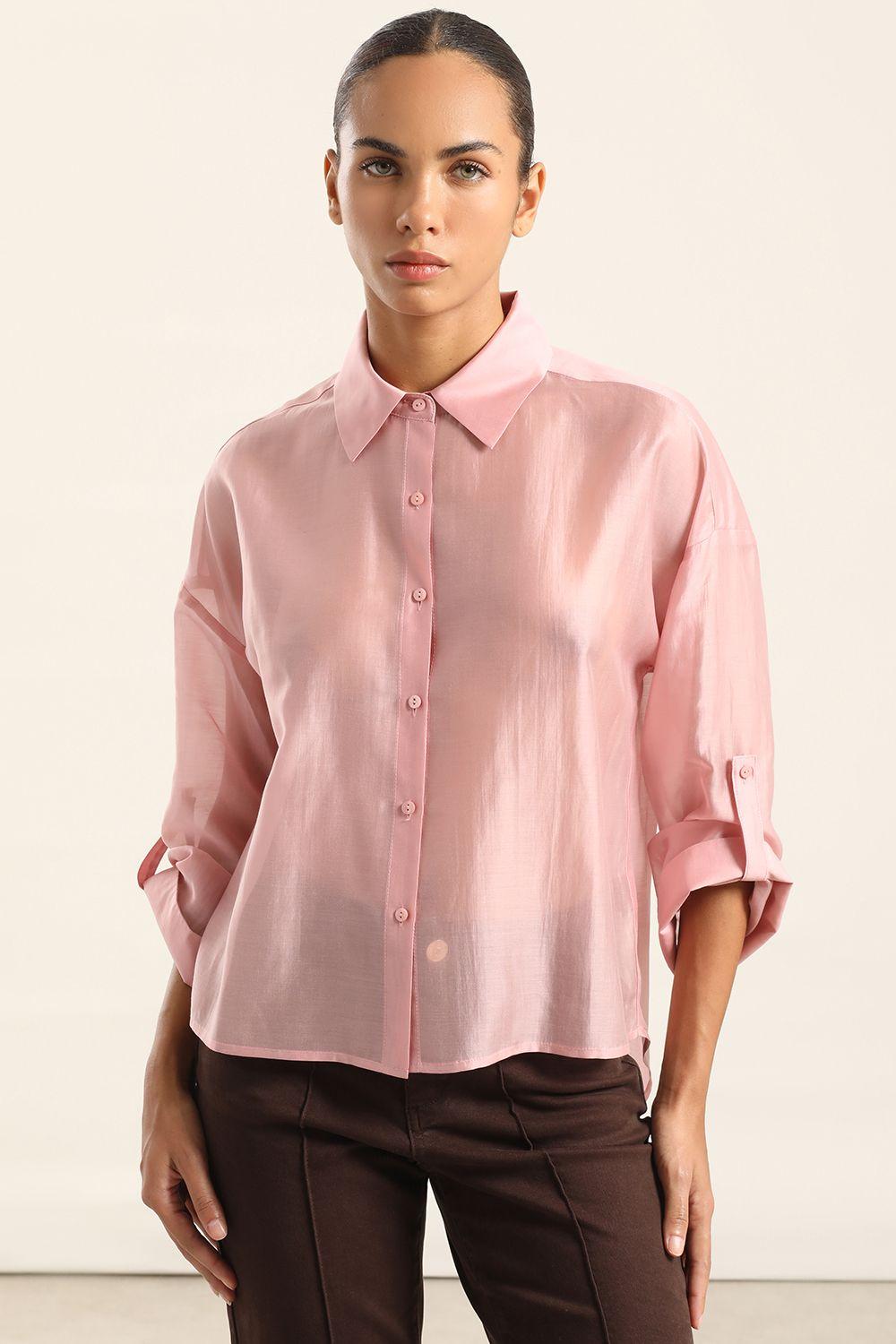 Blusa Semi Trasparente, Rosa Liola-0