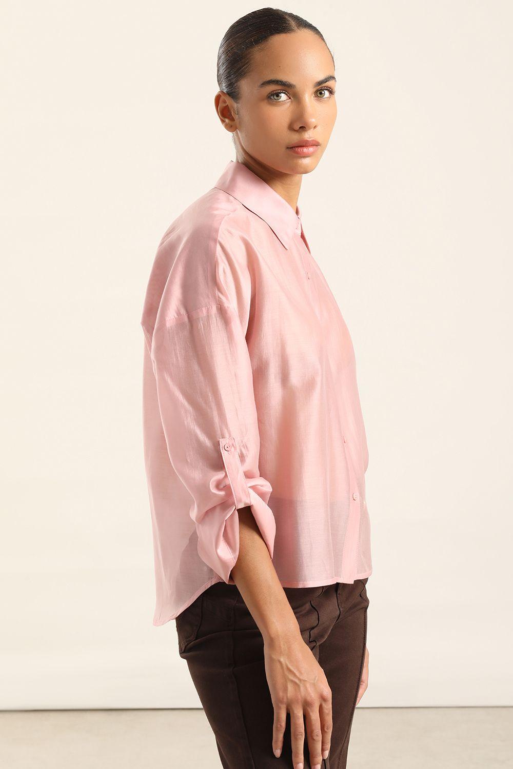 Blusa Semi Trasparente, Rosa Liola-2