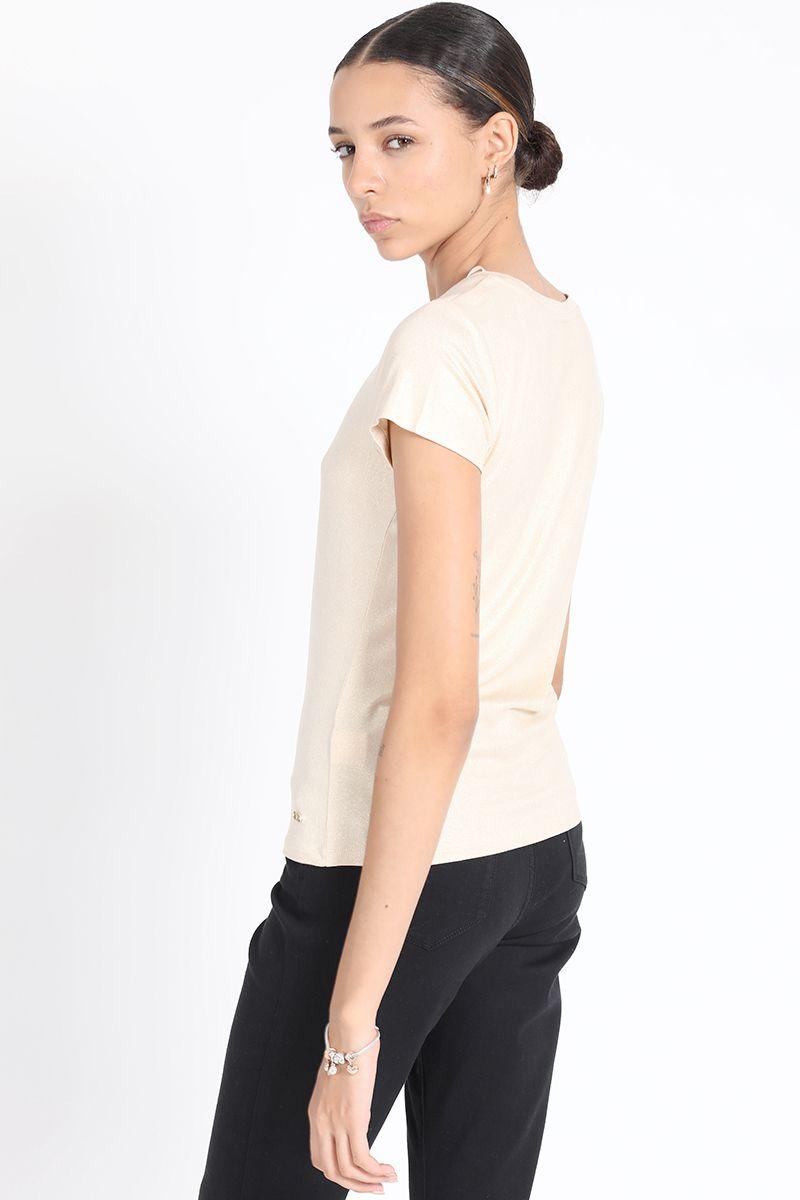 Polera Basica Metalizada, Café Liola-3