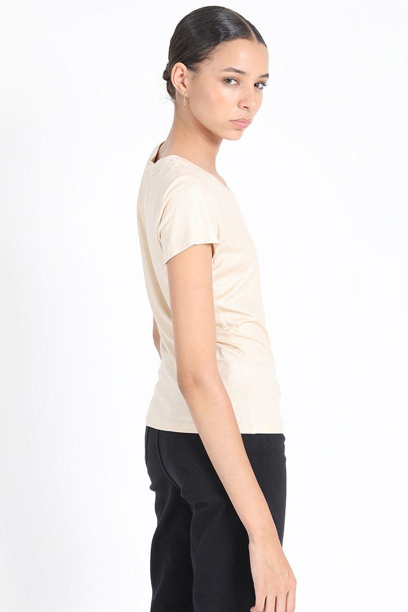 Polera Basica Metalizada, Café Liola-4