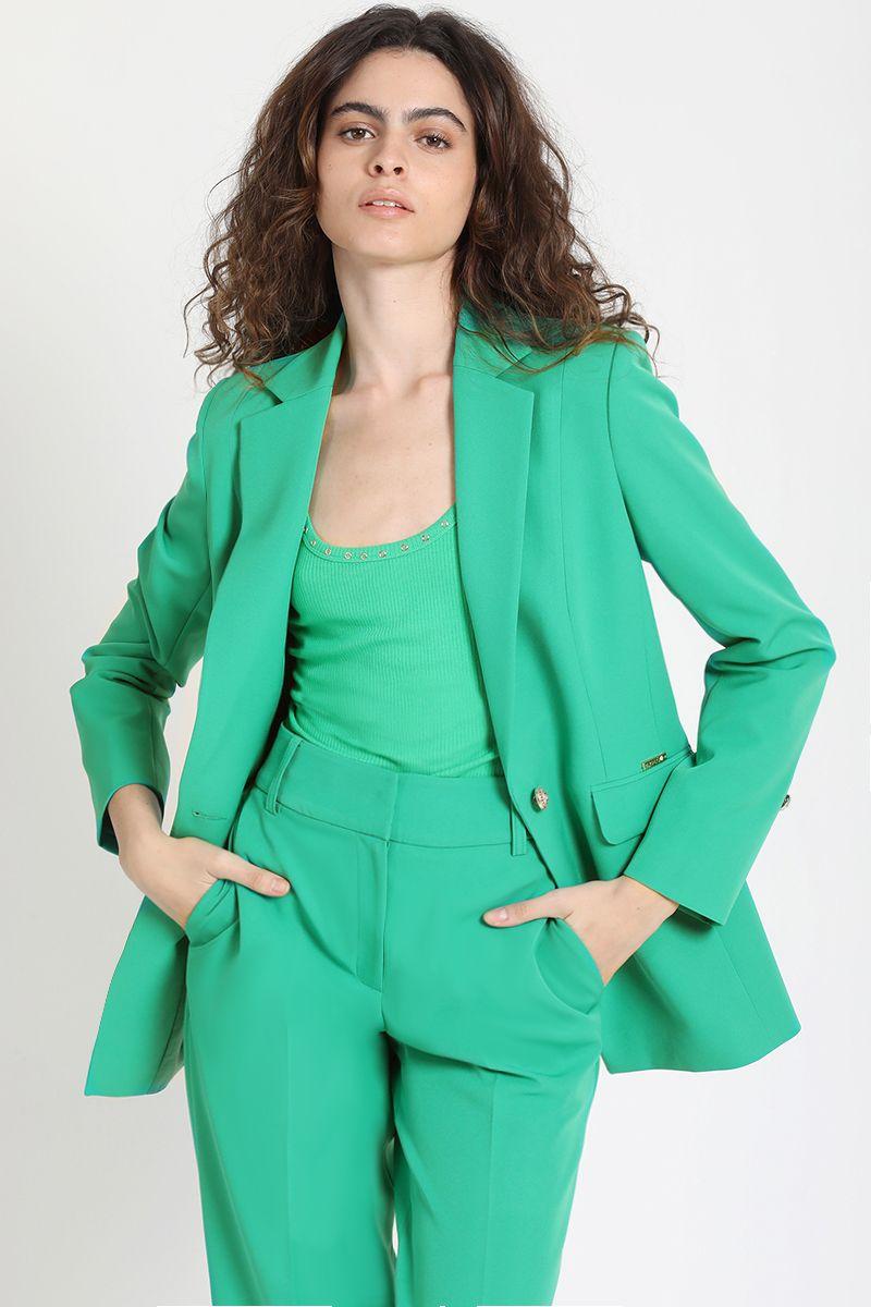 Blazer Entallado Boton Joya, Verde Liola-5