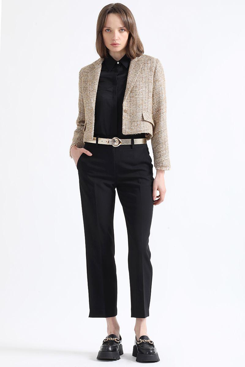 Blazer Cropped, Tweed Fantasia Beige Liola-1