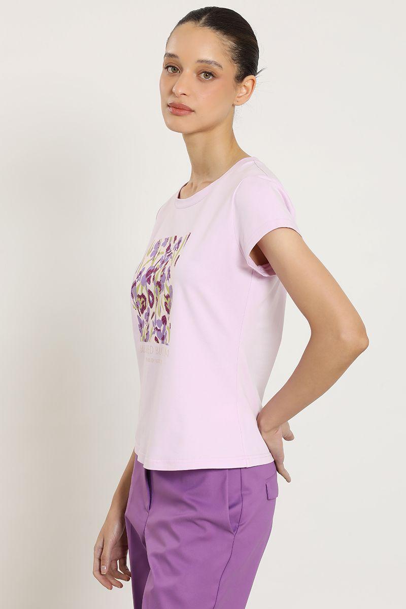 Polera estampado, aplicacion strass, lila Liola-2