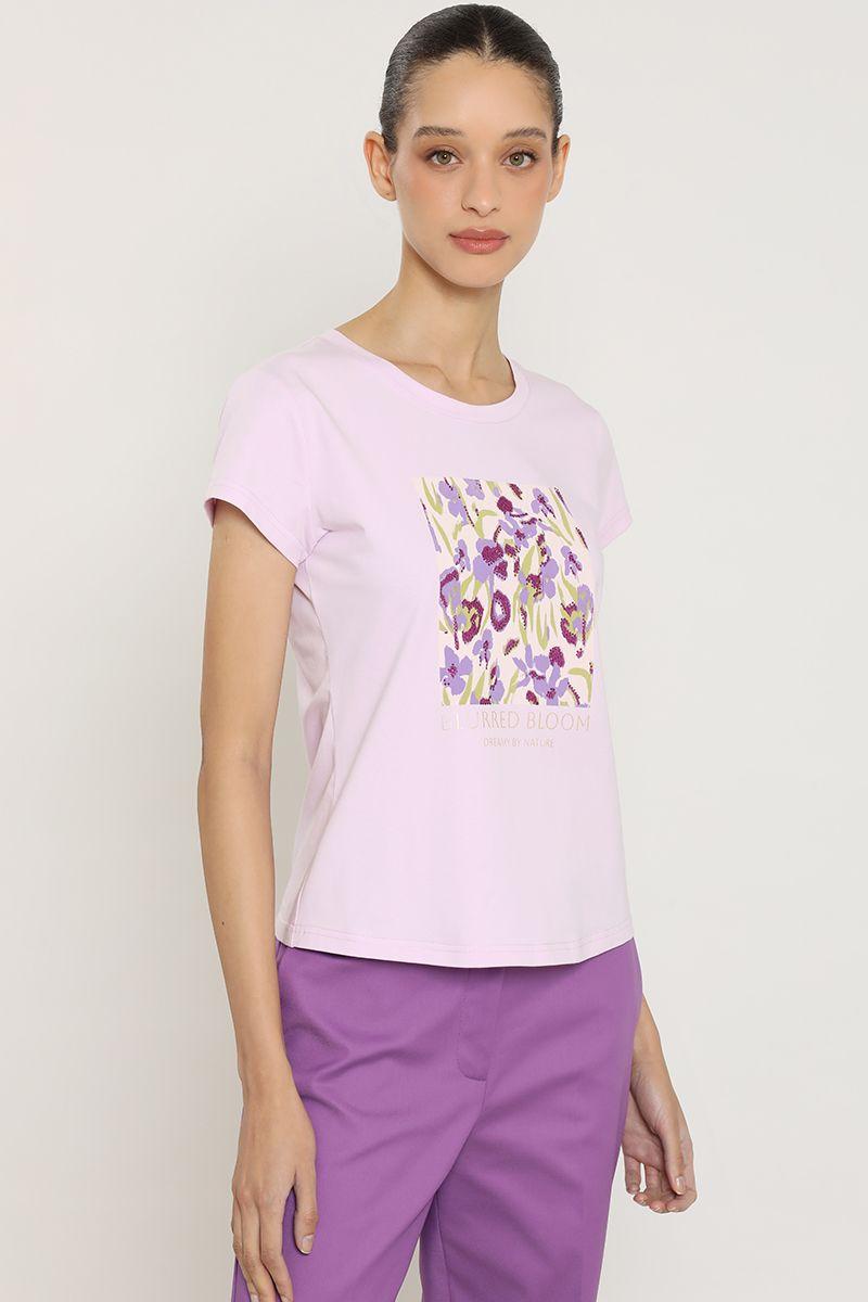 Polera estampado, aplicacion strass, lila Liola-3