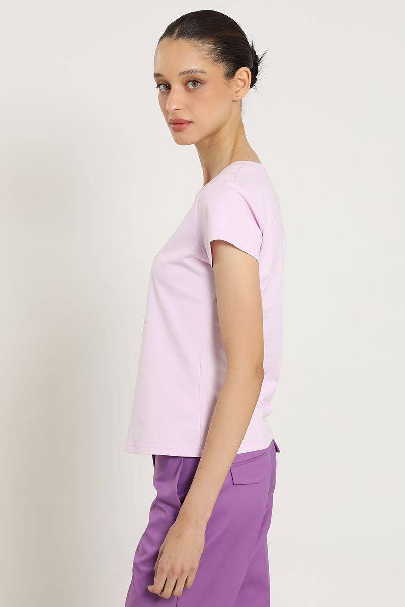 Polera estampado, aplicacion strass, lila Liola-4
